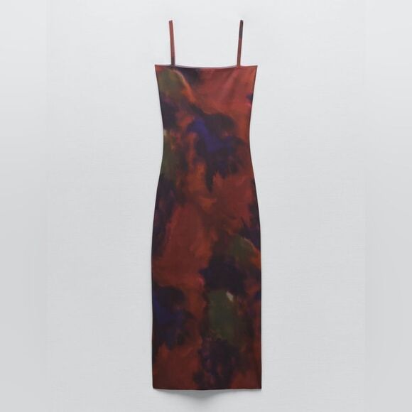 ZARA KNIT TIE DYE DRESS red multicolored - Picture 14 of 16